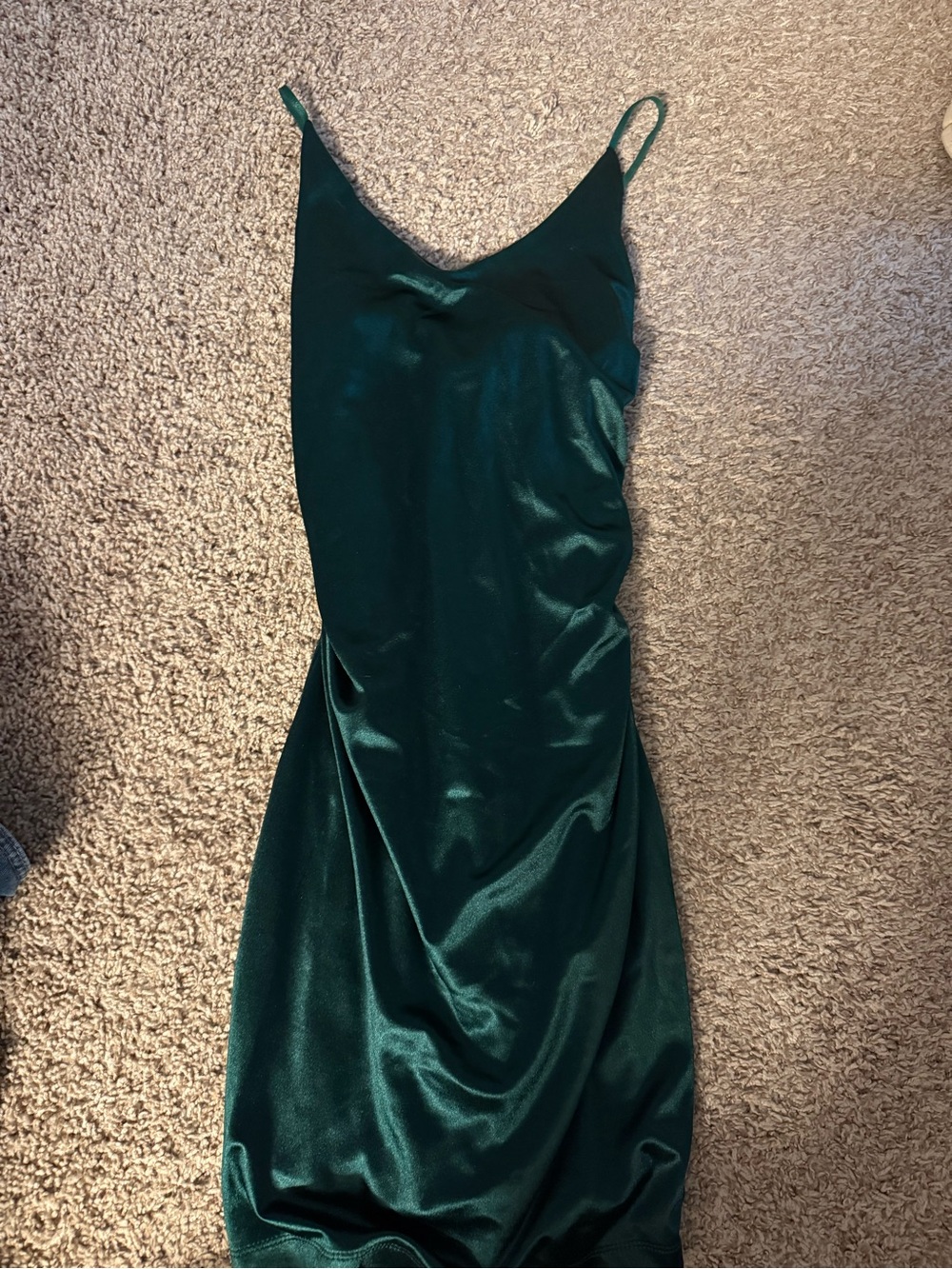 Emerald Green Satin Slip Mini Dress with Adjustable Straps, from dillards